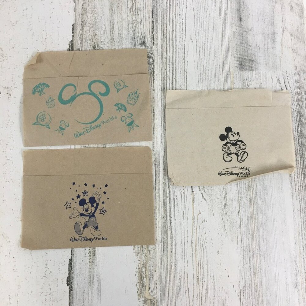 Vtg Walt Disney World Brown Paper Park Napkins Lot of 3 Designs